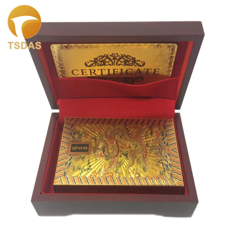 24K Gold Фольга игры Пластик карты с принтом дракон золотым покрытием для в покер