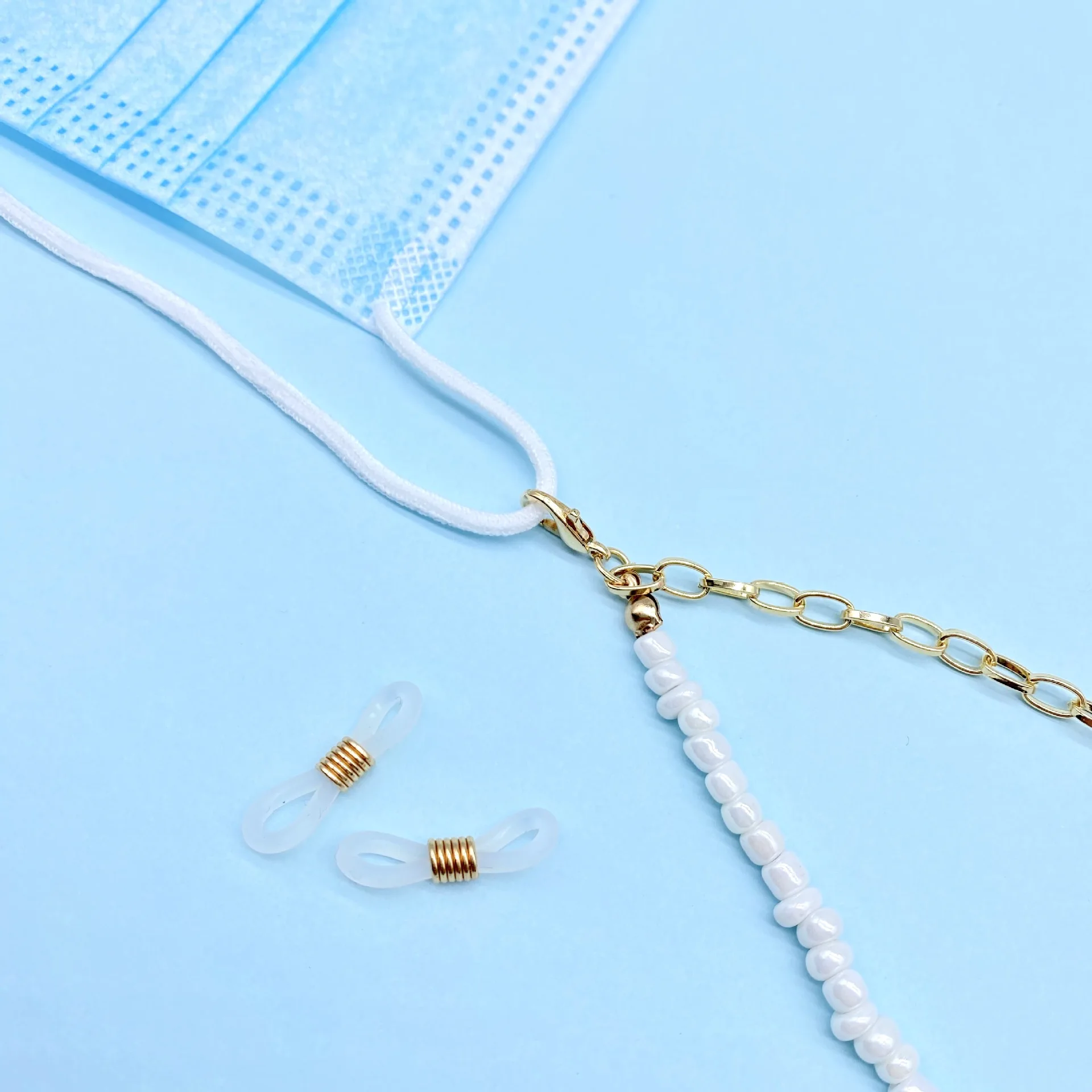 

2021 Chic retro Handmade pearl chain double Layers mask chain glasses straps sunglasses accessories