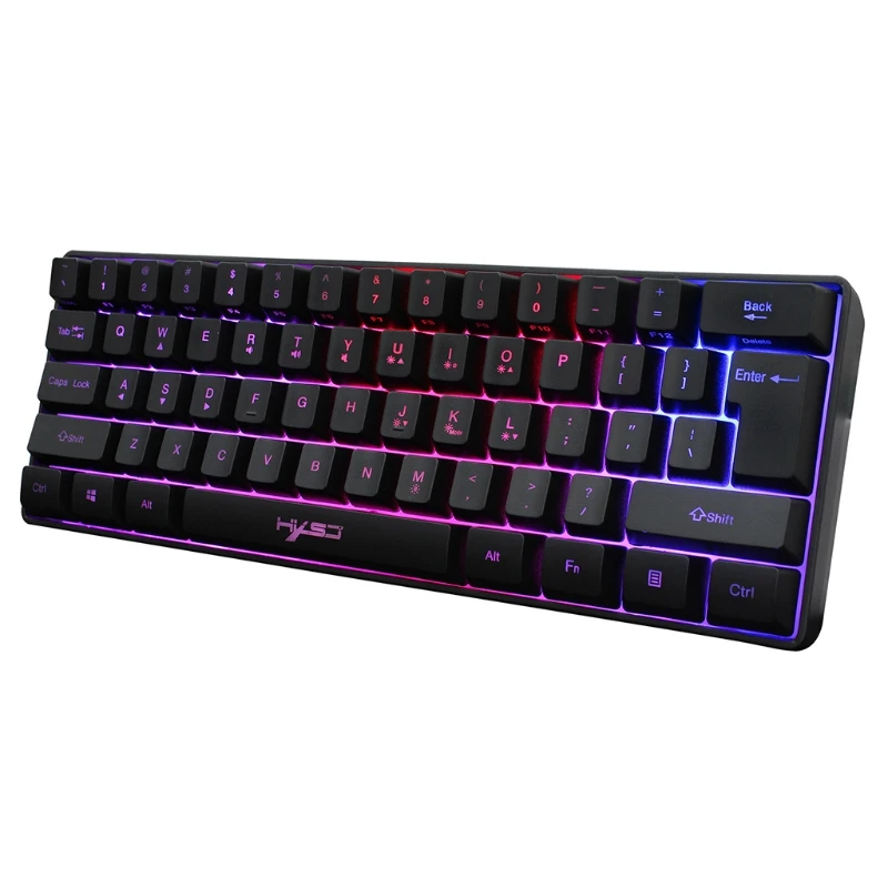 

V700 61 Keys USB Wired Gaming Keyboard RGB LED Backlit Keypad for Desktop Computer Laptop PC Gamers