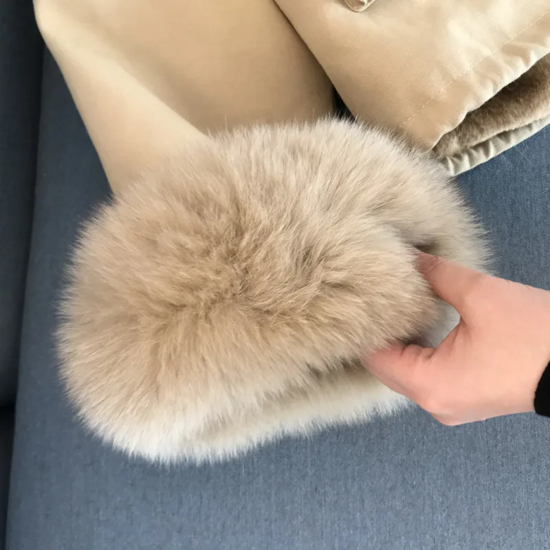 

Winter Jacket Women 2021 New Fashion Real Fur Long Sleeve Big Pocket Thicken Warm Fox Fur Collar Parka Coat Snowwear Outwear