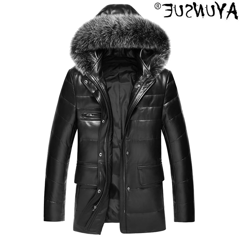 

Ayunnrue leather - authentic men's Hooded Jacket, Korean down jacket, suede collar, a9313