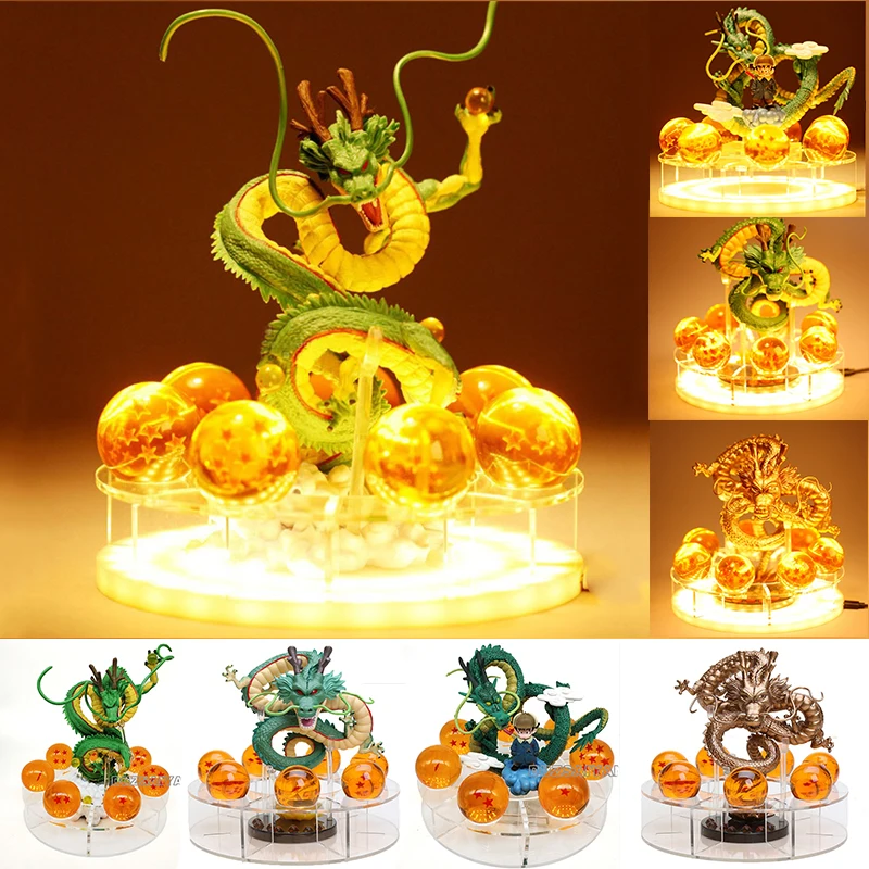 15 см Dragon Ball Shenron figulas прикроватная лампа Dragon Ball Z рисунок ночной Светильник Shenlong+ 7 шт 3,5 см шарики+ акриловая полка DBZ