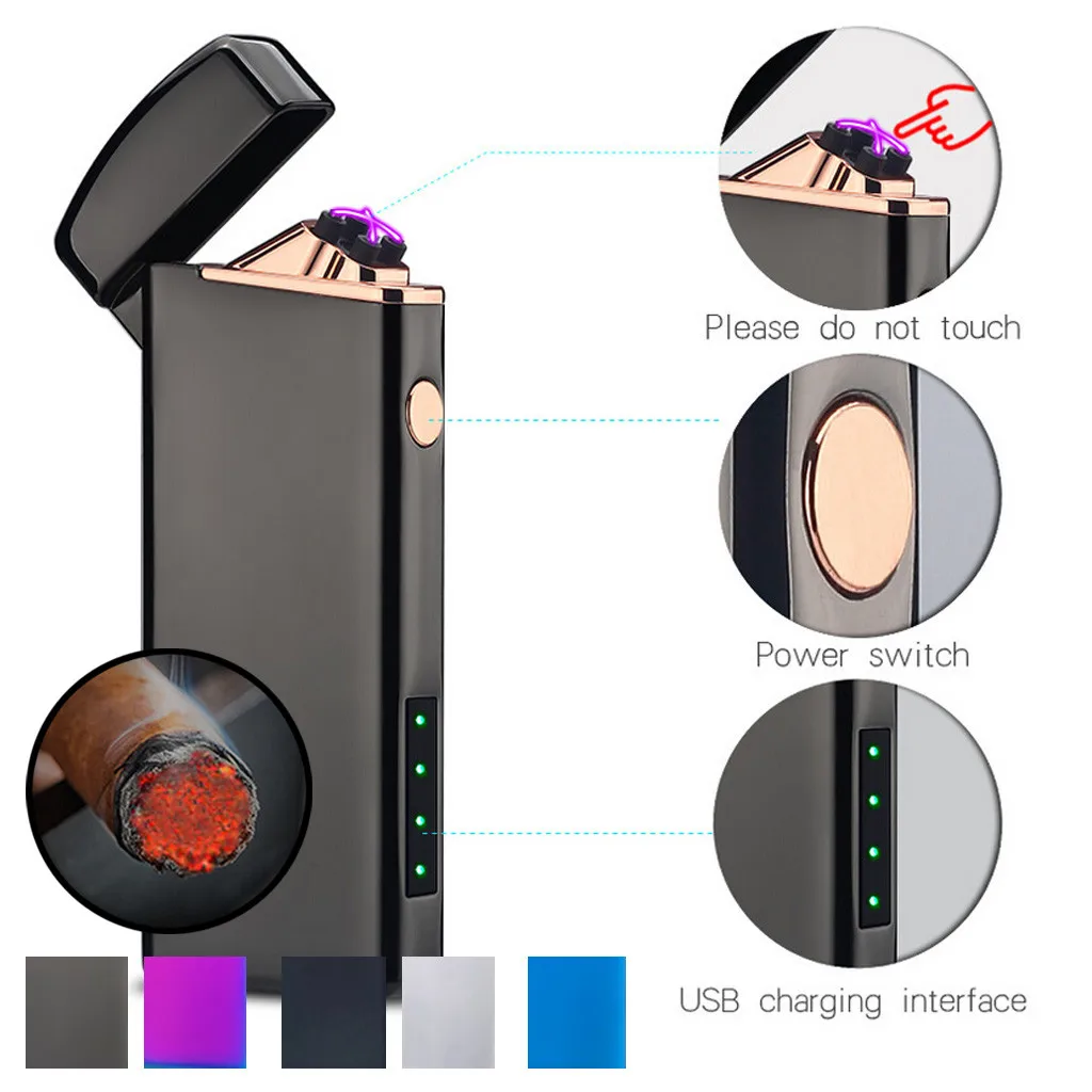 Новая двойная электрическая дуговая Зажигалка USB перезаряжаемая ветрозащитная