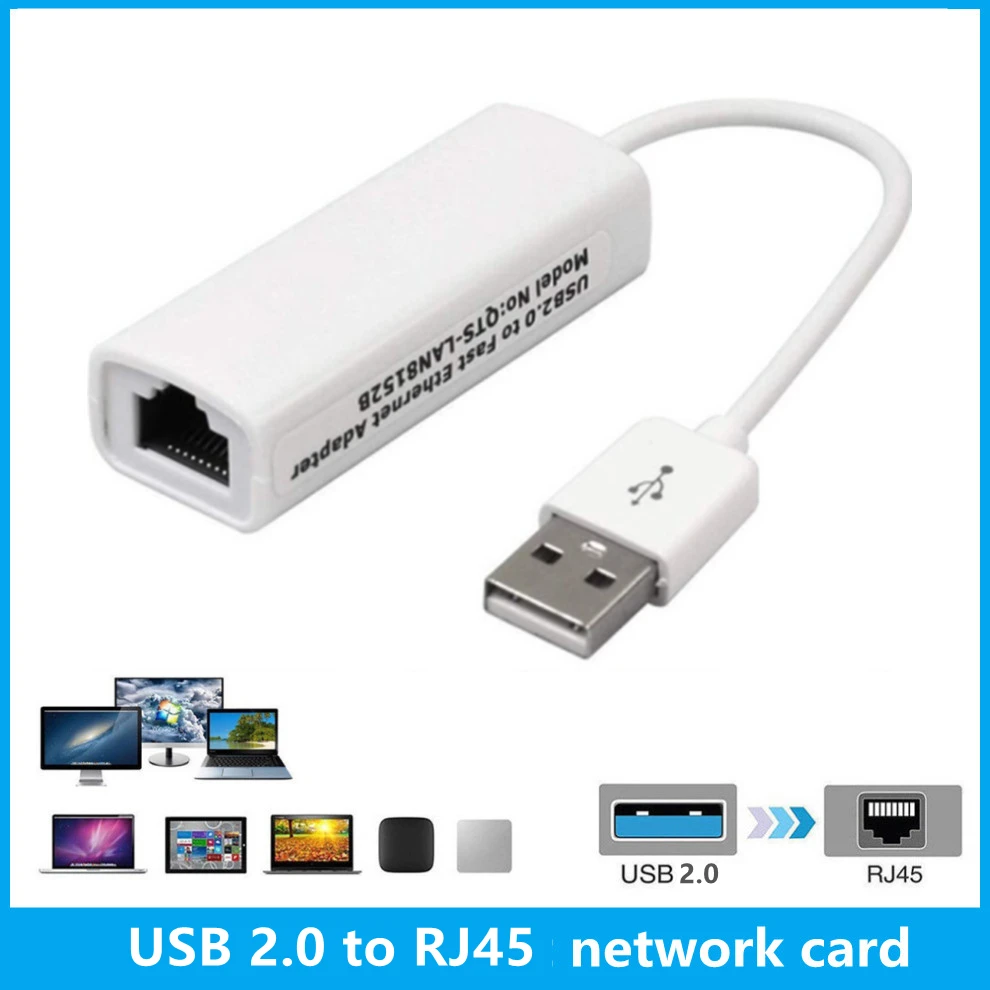 

USB2.0 Ethernet Adapter 100Mbps Network Card RJ45 Lan for Laptop Win7/Win8/Win10 PC Xiaomi Mi Box S Ethernet USB Adapters