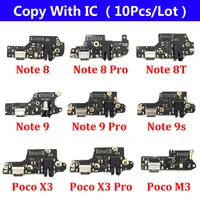 10pcs usb charge port dock connector charging board flex cable for xiaomi poco x3 pro m3 redmi note 7 8 8t 9s 9 10 10s pro 9c 9a