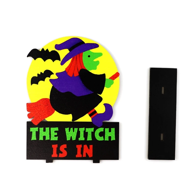 Декор Настольный деревянный в виде Луны и ведьмы на Хэллоуин креативный для дома