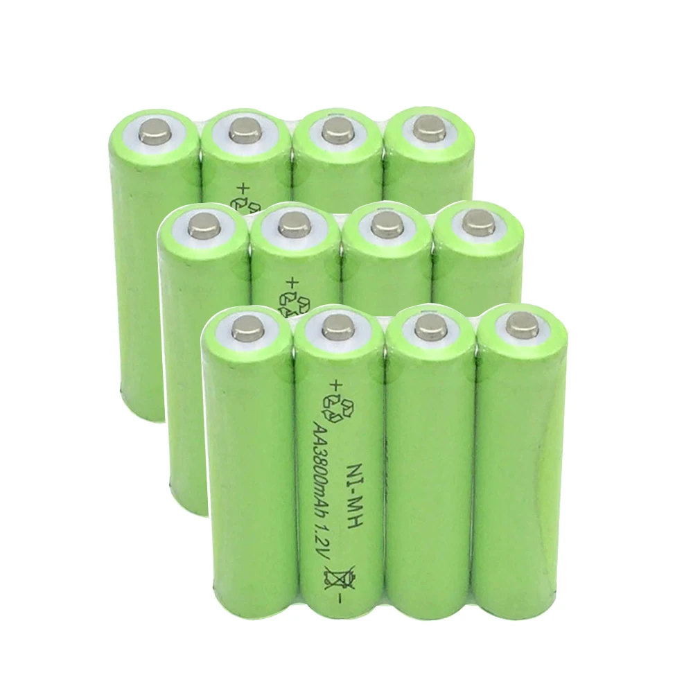 

AA 1.2V 12PCS 2A 3800mAh Ni-MH Rechargeable Battery 14mm*50mm Nickel-Metal Hydride Batteries Pre-Charged