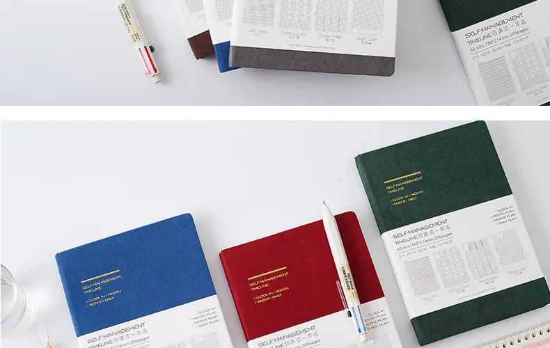 1 шт. A5 дневник stiging Binding notebook Мягкая Ткань Обложка эффективность книга с ежедневным планированием, Еженедельный план, Ежемесячный план внутренние страницы