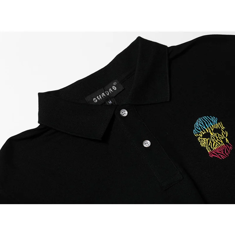 

SHADAO 100% Cotton Men Polo Shirt Street Punk Style 3D Diamond Printed PP Skull Plein Short Sleeve Men Fashion Tops Sportswear