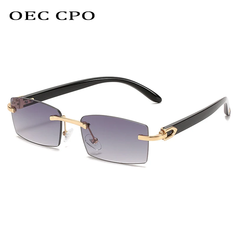 

Солнцезащитные очки без оправы OEC CPO для мужчин и женщин, Модные Винтажные прямоугольные очки без оправы, с защитой от ультрафиолета