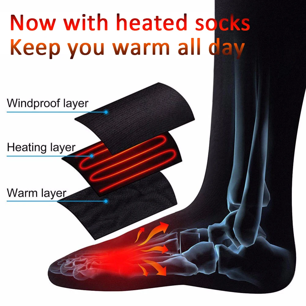 1 пара теплых хлопчатобумажных носков электрические носки с подогревом
