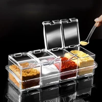 34grid acrylic transparent seasoning box salt and pepper kitchen spice container condiment storage with spoon seasoning box set