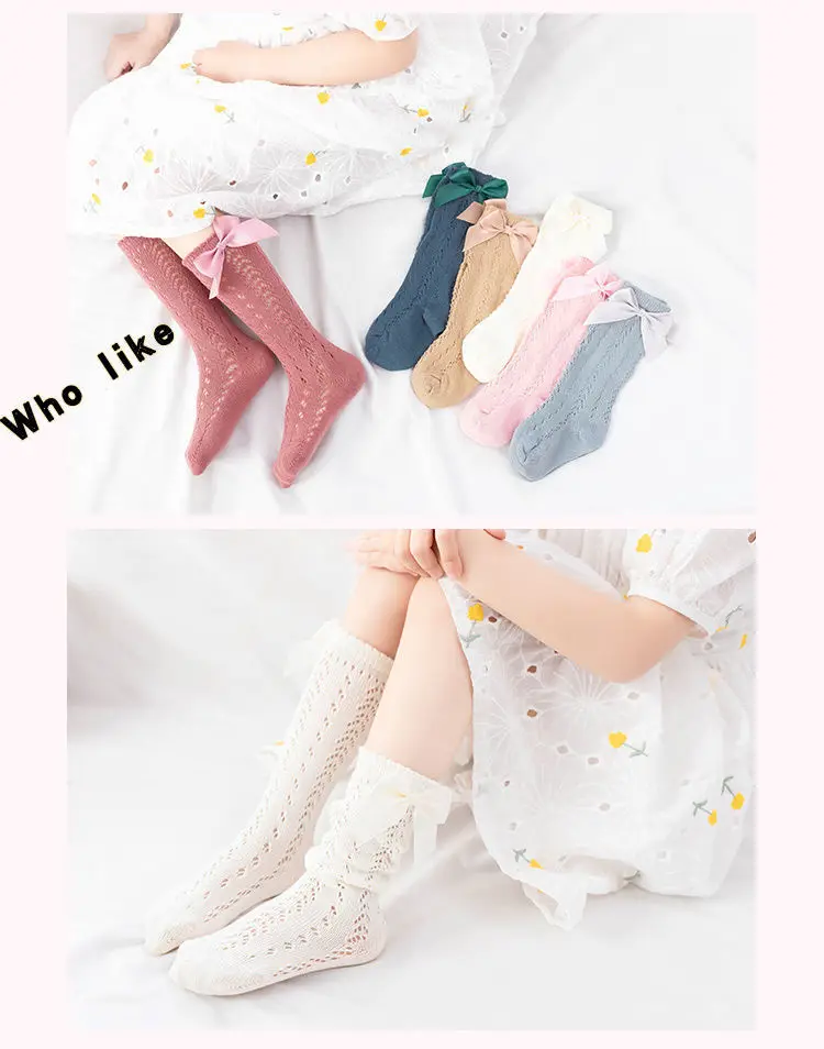 

COJOK Spring and Summer Baby Girls Breathable Mesh Cotton Socks Newborn Middle Tube 3/4 Knee 2021 New
