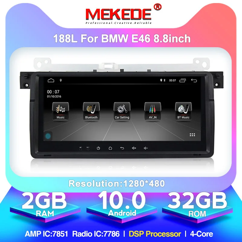 Автомагнитола MEKEDE для BMW E46 M3 318/320/325/330/335 1 Din Android 10 2 + 32 ГБ с GPS навигацией Wi Fi
