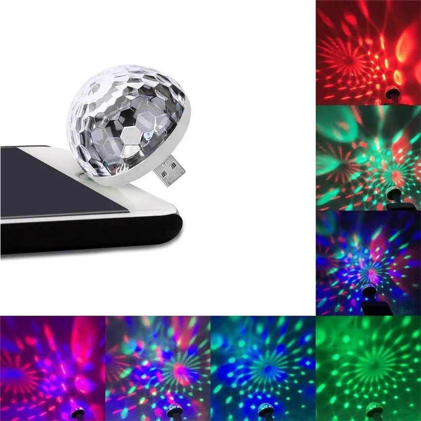 Mini 5W USB LED Party Lights Crystal Magic Ball Home Decorations Colorful Stage Disco Light Mobile Phone PC Power | Освещение