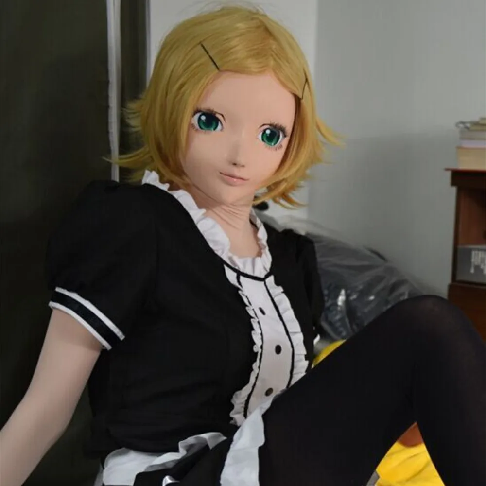 Top Quality Handmade Female Silicone Rubber Mask Half Head Kigurumi Masks Cosplay Crossdresser Doll | Тематическая одежда и