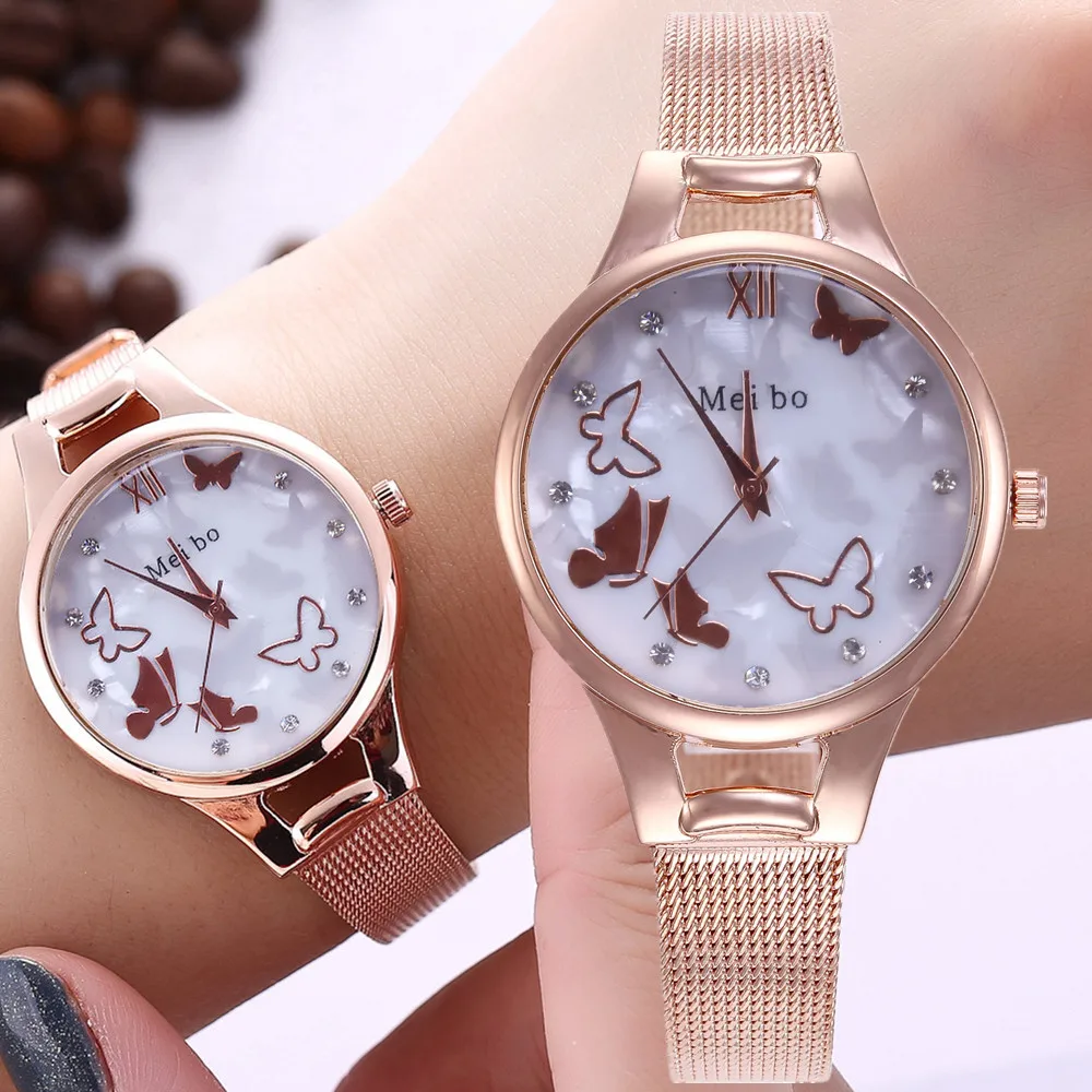 Распродажа 2020 модные женские часы с бабочкой роскошные кварцевые наручные