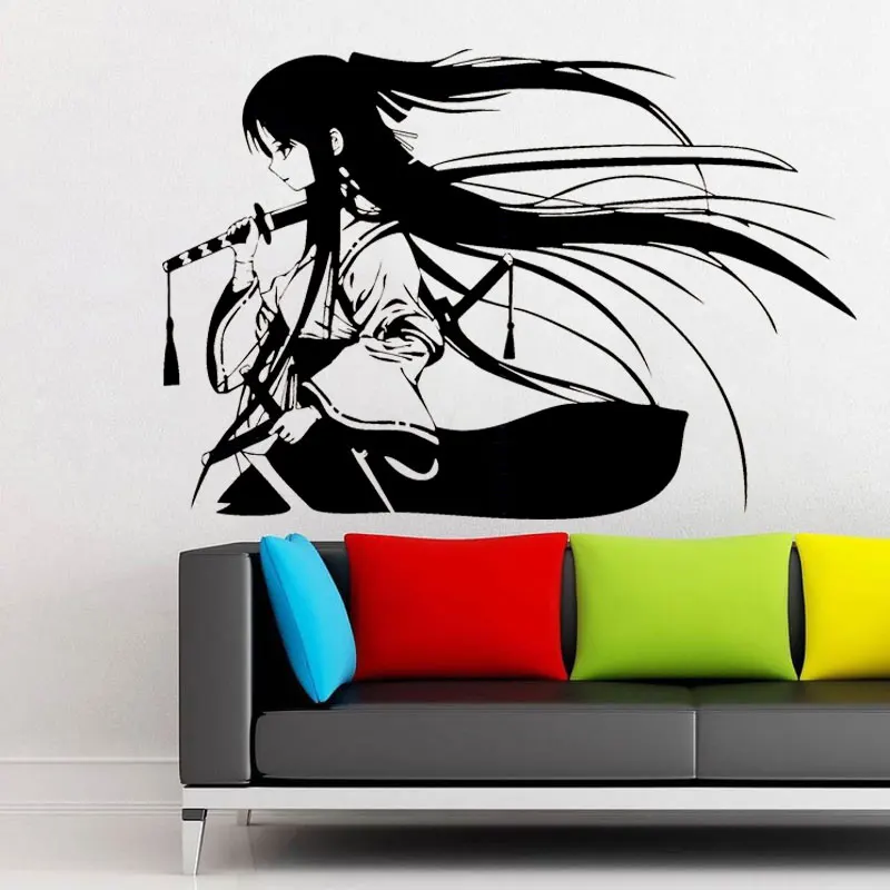 

Samurai Geisha Japanese Katana Swords Anime Decorative Wall Sticker Vinyl Interior Home Decor Room Decals Removable Mural 4044