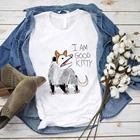 Новинка, летняя футболка из 100% хлопка с надписью I Am Good Kitty
