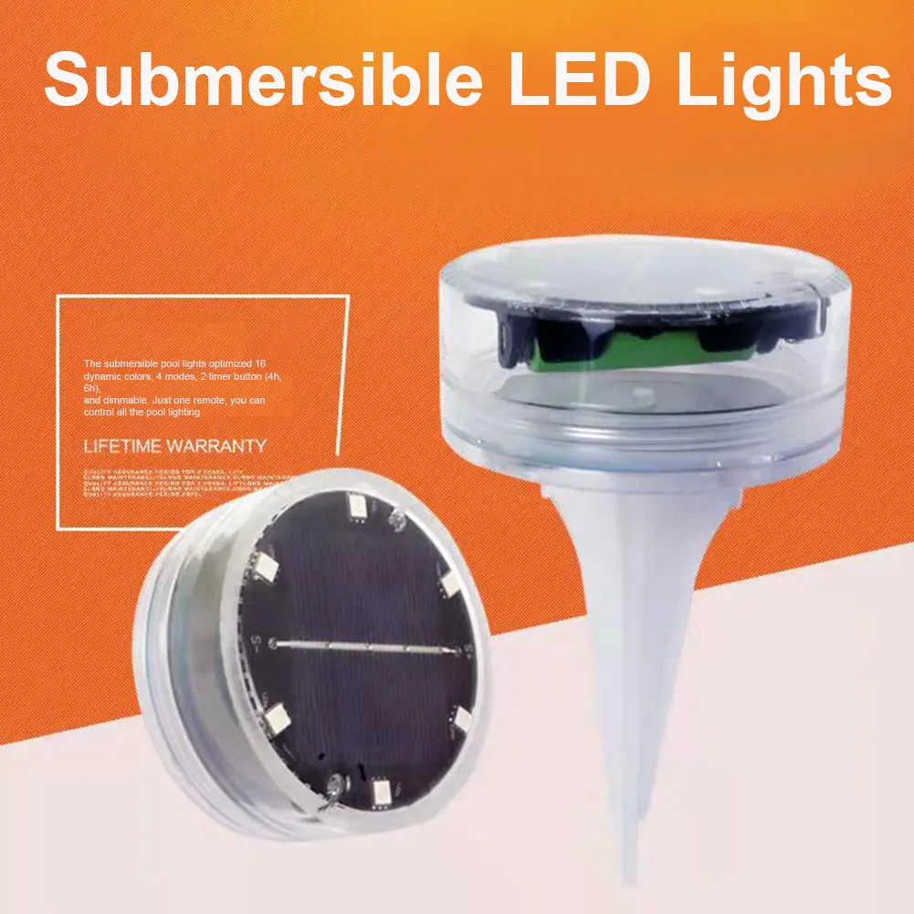 

2pcs Dimmable Underwater 16 Color Changing Submersible LED Light Solar Powered With Remote Control Aquarium Swimming Pool Party