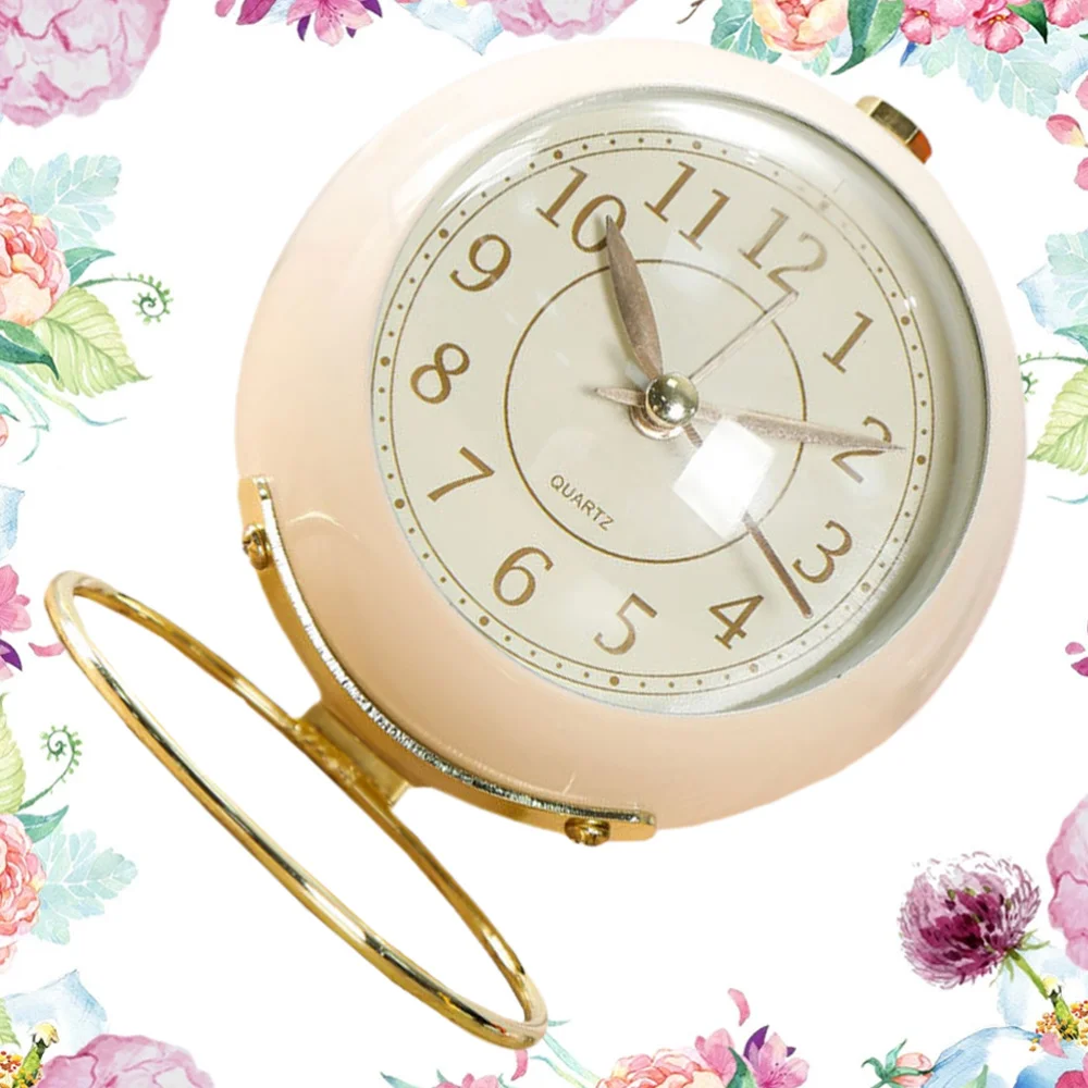 Metal Alarm Clock Round Desktop Bedside (Beige Shipment without Battery) | Дом и сад