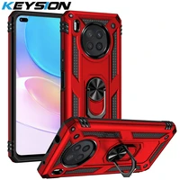 KEYSION Shockproof Armor Case for Honor Lite PC Silicone Ring Stand Phone Back Cover for Huawei Y7A Y9A Nova Y60