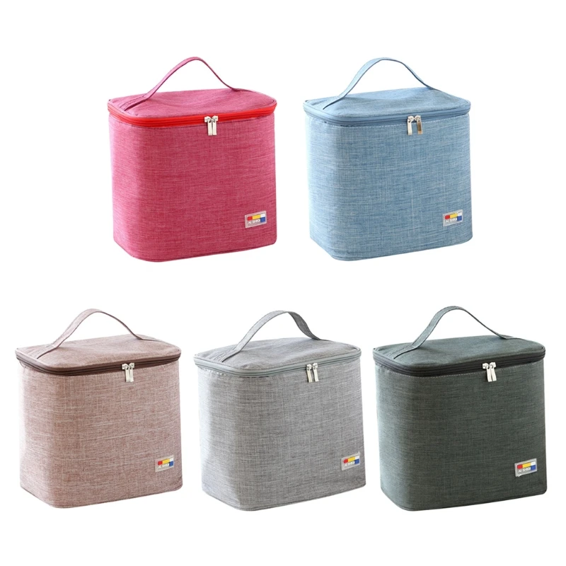 

Q1FA Portable Lunch Bag Thermal Insulated Lunch Box Tote Cooler Handbag Bento Pouch