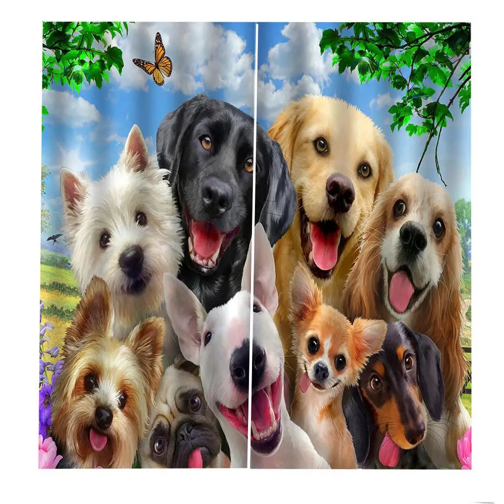 Шторы шторы для животных dog 3D роскошные затемняющие Оконные Занавески гостиной