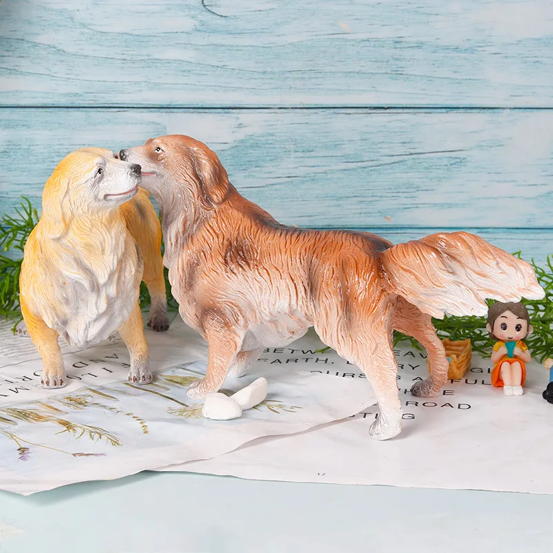 

5" Simulation Cute Puppy Statue Golden Retriever Large Dogs Companion Dog Home Decoration PVC Action Figure Toy OPP 11.5CM L6