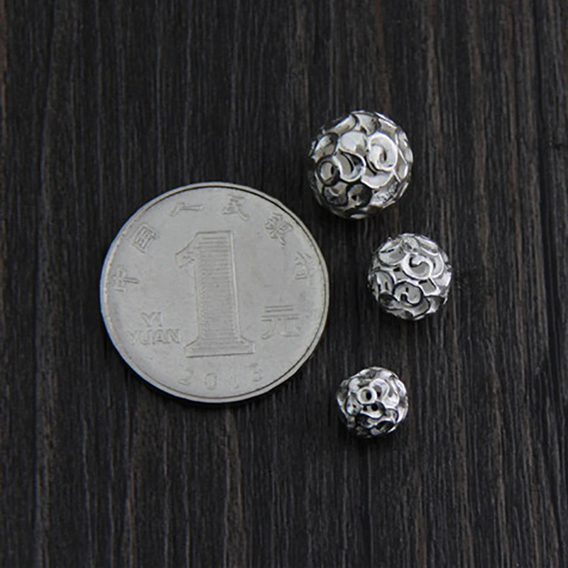 2pcs Wholesale 925 Silver Color Craft Spacer Beads 8 10 12mm Bracelets Decoration Round Charm Beads DIY Birthday Jewelry