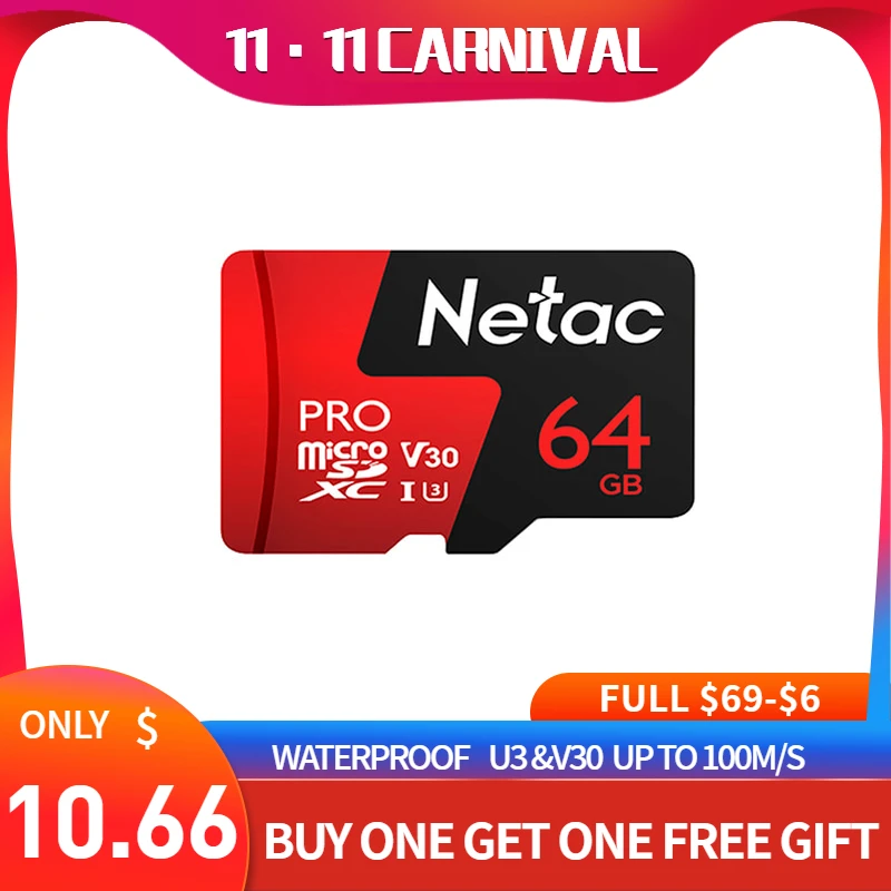 Netac P500 micro sd card 64 gb flash карты памяти memory stick class10 suntrsi записи видео в формате Full HD и 4 K Ultra HD видео для камеры