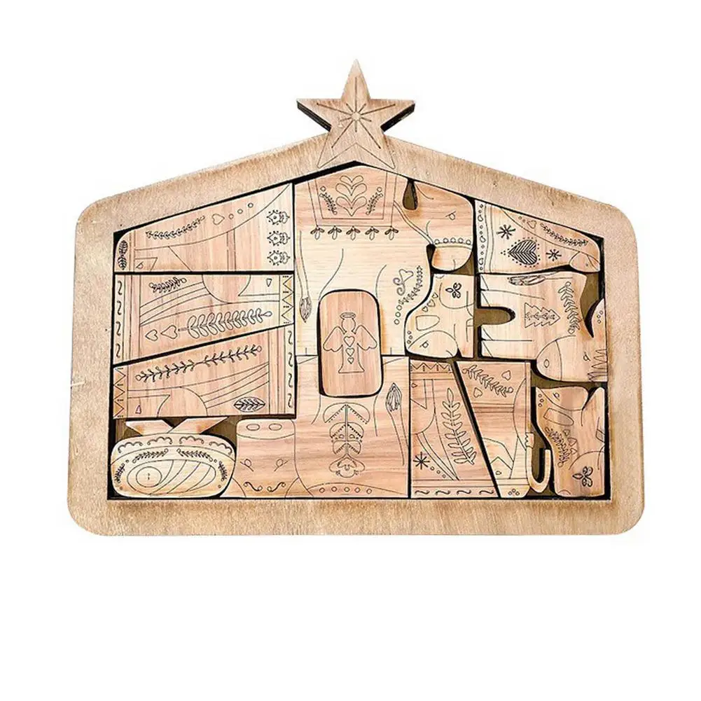 

Wooden Jesus Puzzle Statue Nativity Puzzle With Wood Burned Design Jigsaw Puzzle Game Ornament Crafts Sculpture Decorations F