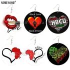 Женские серьги-подвески SOMESOOR, Висячие ювелирные изделия с принтом африканских корней, черного цвета