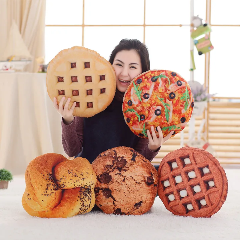 

Simulation Pizza&Biscuit&Hamburger Plush Pillow Soft Cartoon Fast Food Bread&Hot Dog Stuffed Doll Sofa Chair Cushion Funny Gifts