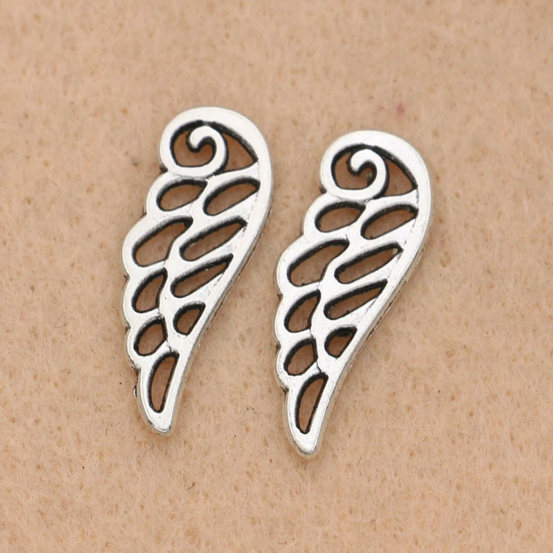 

20pcs Antique Silver Plated Wings Charms Pendants for Jewelry Making Bracelet Diy Accessories Handmade 23x9mm