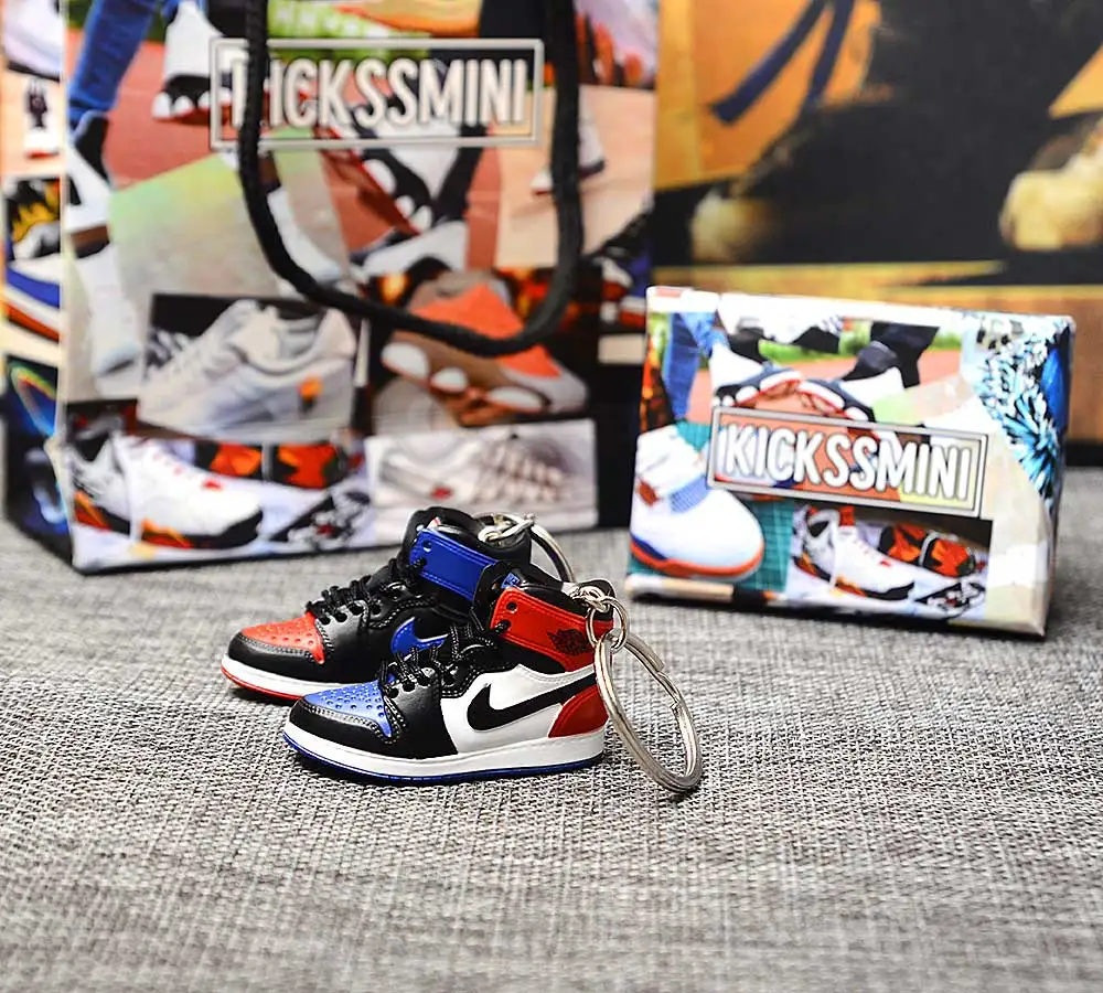 DIY Jordan Generation AIR JORDAN1 стерео 3D кроссовок фигурный брелок сумка Подвеска парный брелок - Color: a pair w metal  ring