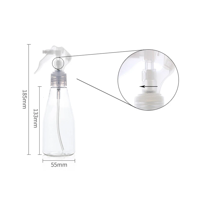 

200ML Transparent Plastic Spray Bottle Portable Refillable Container Empty Bottle