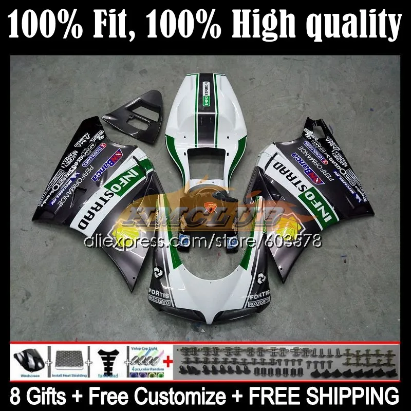 

Injection For DUCATI 748 853 916 996 998 S R 94 95 96 97 98 110CL.13 748S 996R 998R 1999 2000 2001 2002 OEM Fairing White Grey