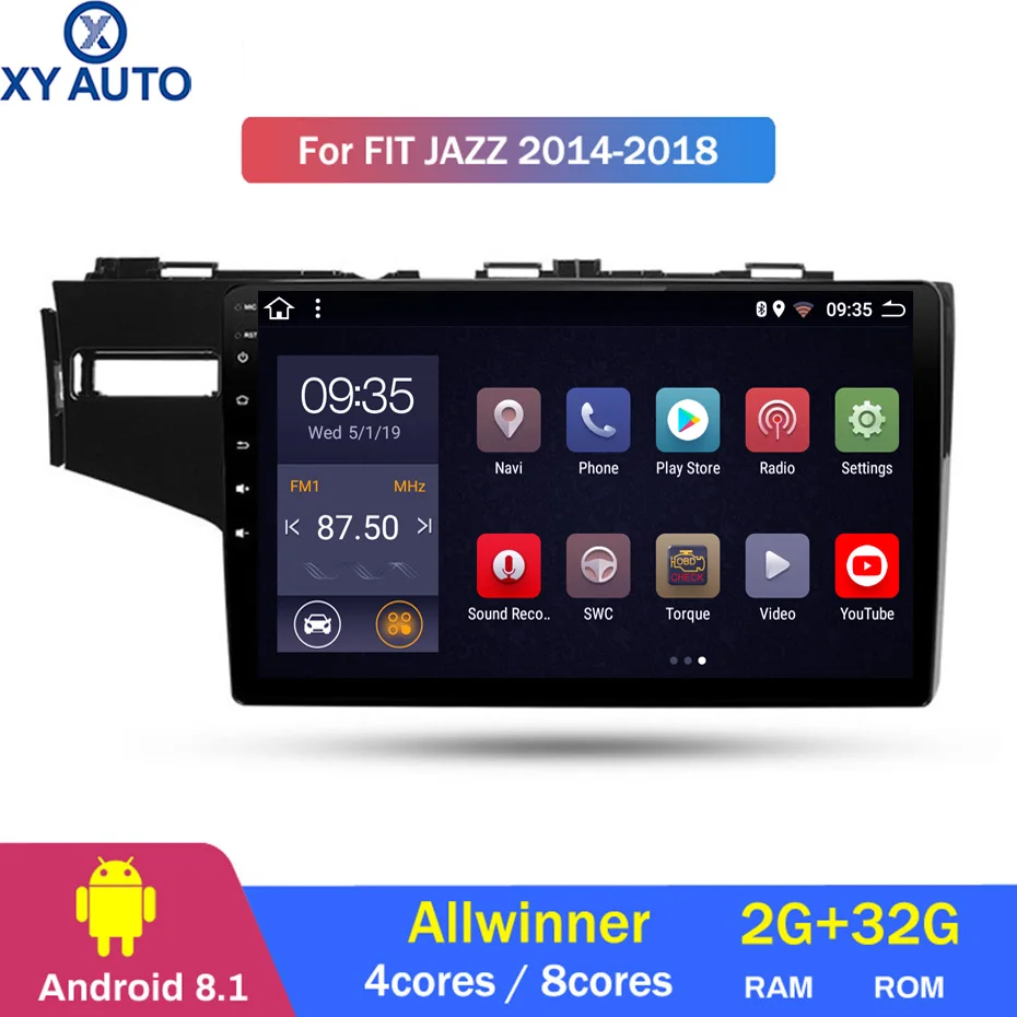9 дюймов 2.5D IPS HD Мульти-сенсорный экран Android8.1 2G RAM 32G ROM NAVI с Bluetooth USB WIFI SWC для Honda FIT JAZZ