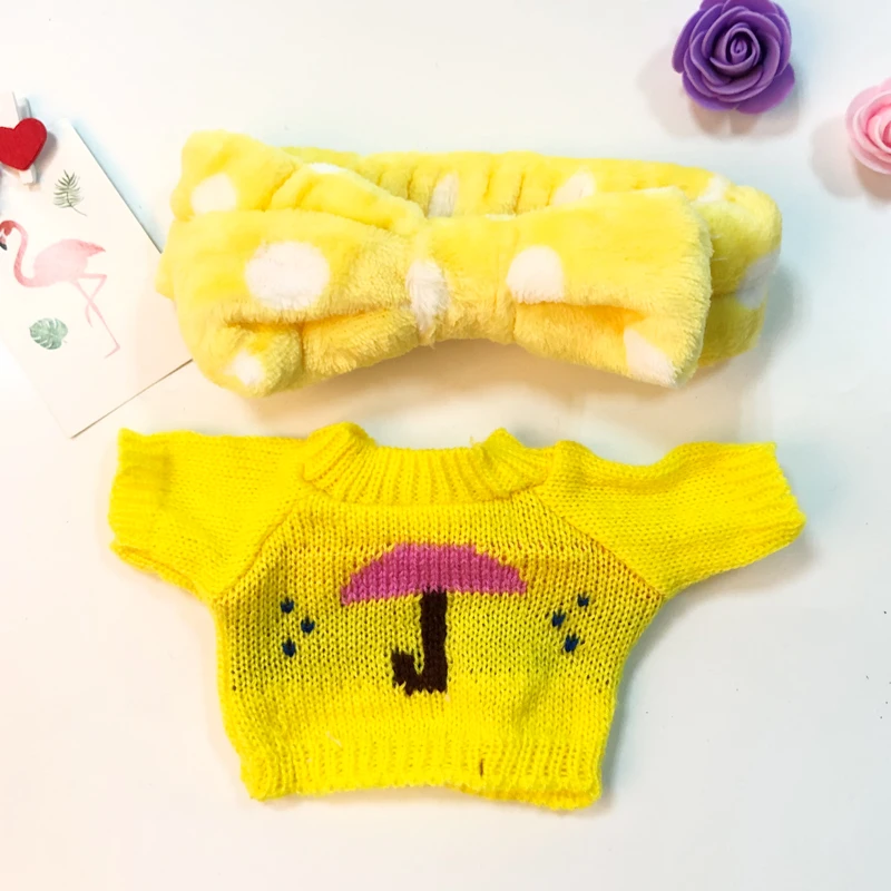 Милые аксессуары для кукол Kawaii девушки повязка для волос мыть лицо бег макияж полосы LaLafanfan кафе утенок плюшевая игрушка Подарки для девочек - Цвет: yellow umbrella