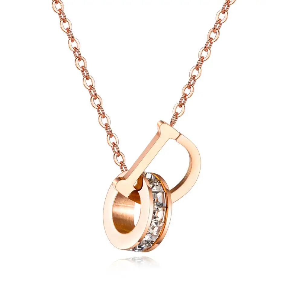 

Fashion Stainless Steel For Women Girls Initial Letter Necklace Charm Necklaces With Circle Cubic zirconia Pendants Jewelry