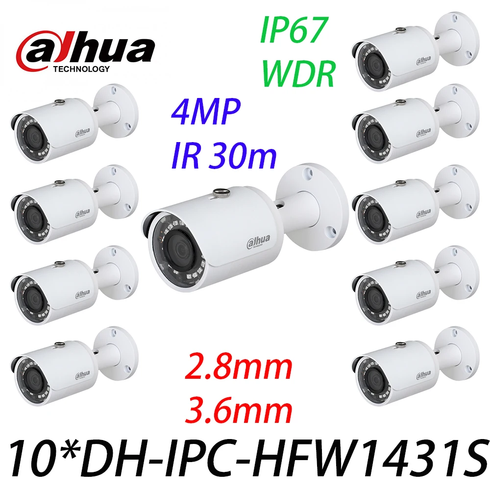 10 шт./лот Dahua оригинальный IPC HFW1431S 4MP IP67 мини камера WDR IR30m Замена HFW1320S с