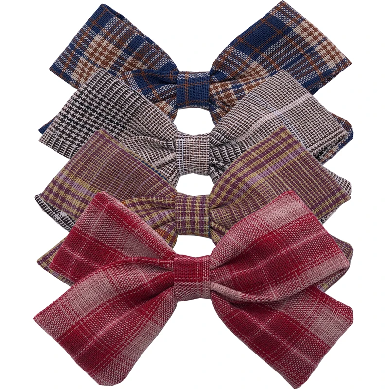 Vintage Plaid sets-1 4 шт. тканевые заколки-бантики для волос заколки для волос эксклюзивные тканевые заколки для волос для маленьких девочек аксессуары для волос - Цвет: Vintage Plaid sets-1