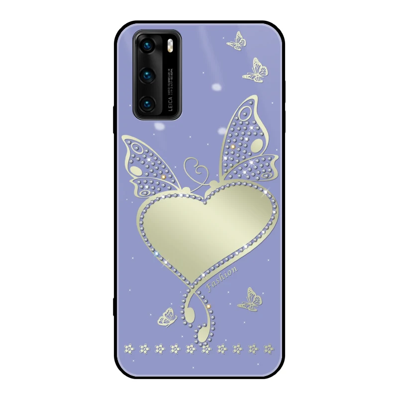 

For Huawei P30 20 40 Lite Pro Case TPU Shockproof Accessories Butterfly Love Makeup Mirror Cover For Huawei Mate20 40 Pro Nova5