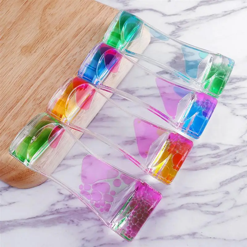 2pcs Double Colors Oil Hourglass Liquid Motion Bubble Timer with Pretty Waist Desk Decoration Children Toy Gifts | Дом и сад