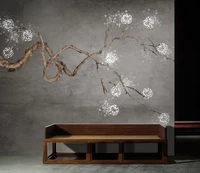 custom background wall new chinese style plum blossom grayscale art bedroom living room background wall mural wallpaper mueal 3d