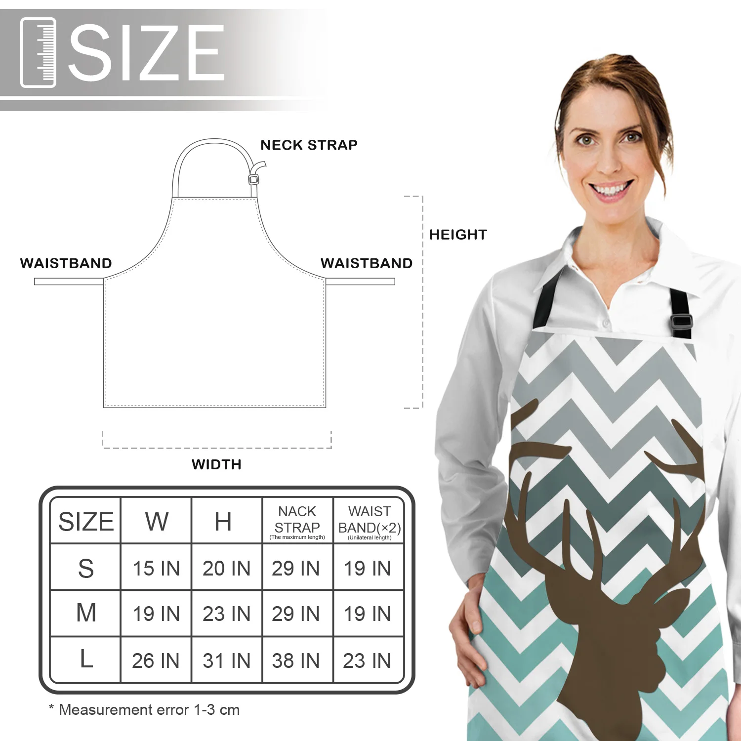 Белый фон с принтом в полоску лося Кухонные фартуки прочный чистящий инструмент