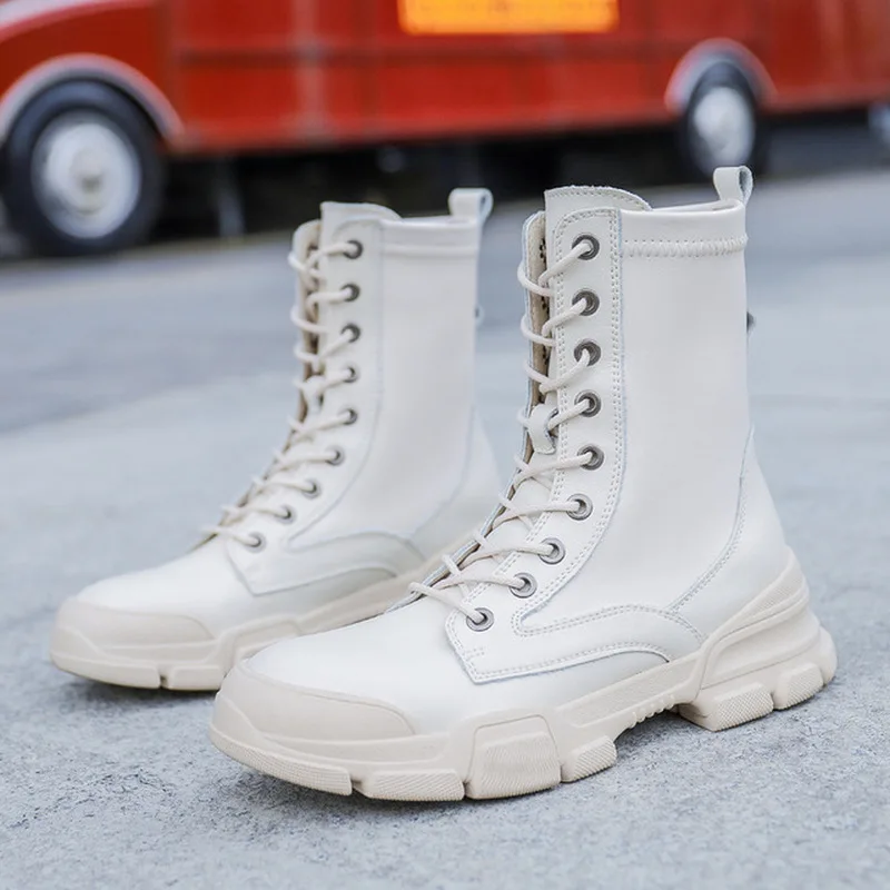 

Autumn Winter Short Martins Boots Women Platform Shoes Fashion Leather Lace-up Thick Bottom Ladies Boots Botas Mujer