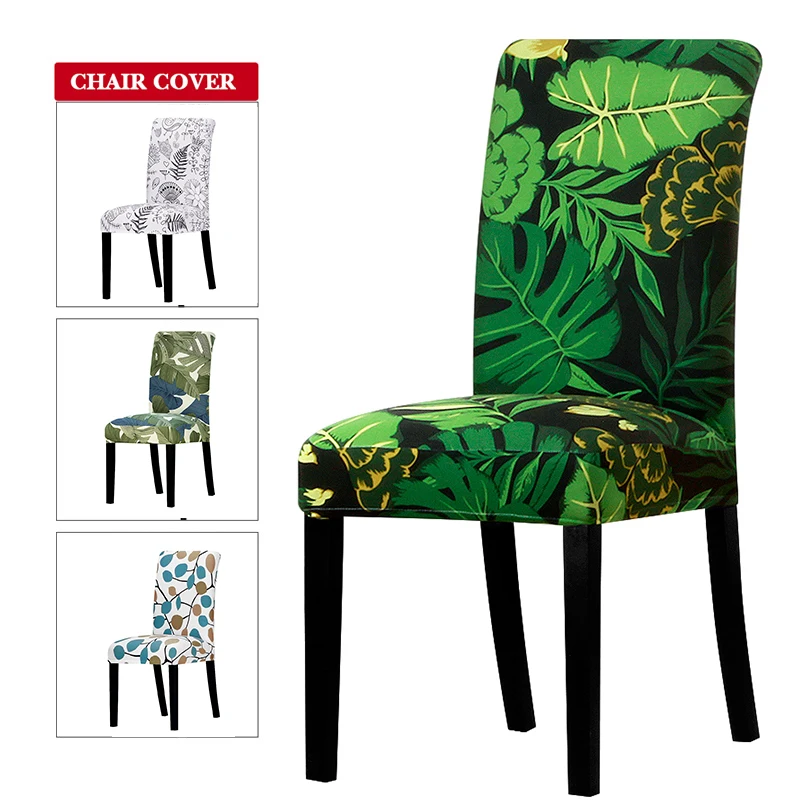 Чехол на стул современный эластичный недорогой с новогодним принтом | Дом и сад