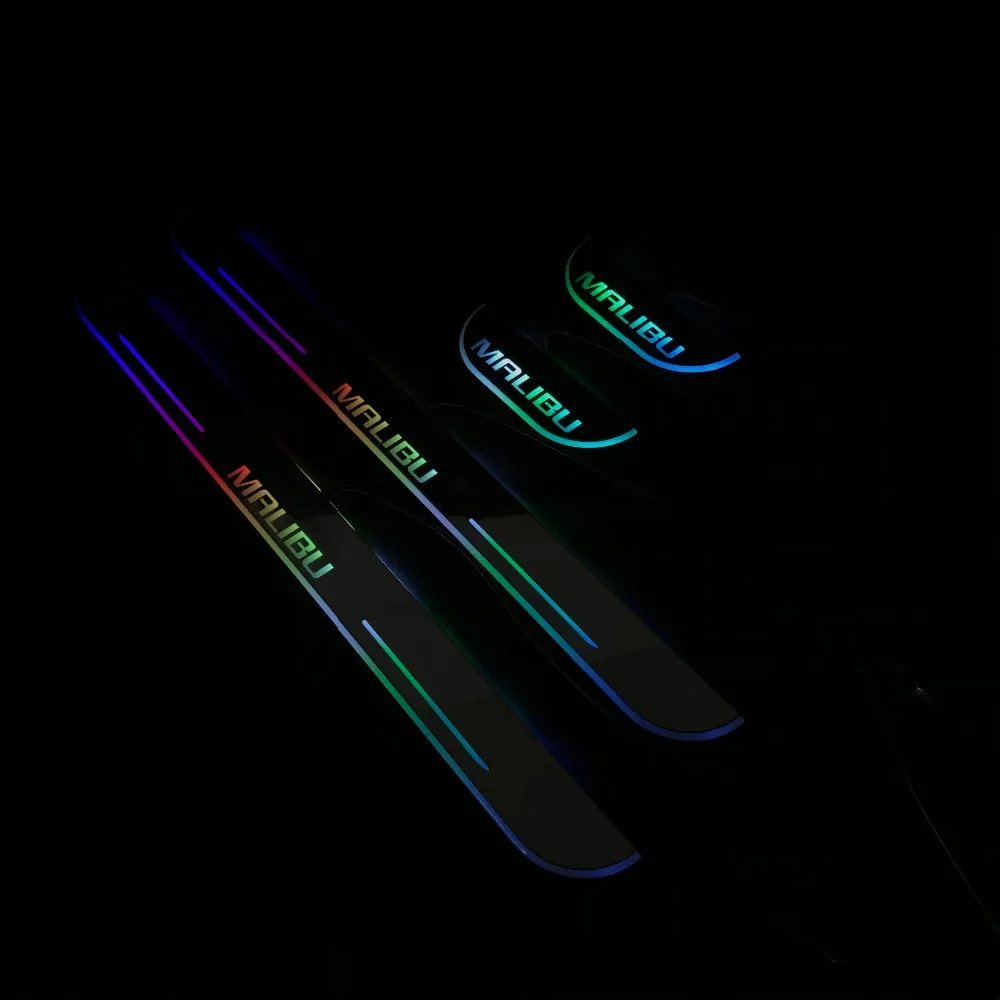 

Osmrk led moving door scuff for Chevrolet malibu dynamic door sill plate flat lining overlays guards flowing/fixed light